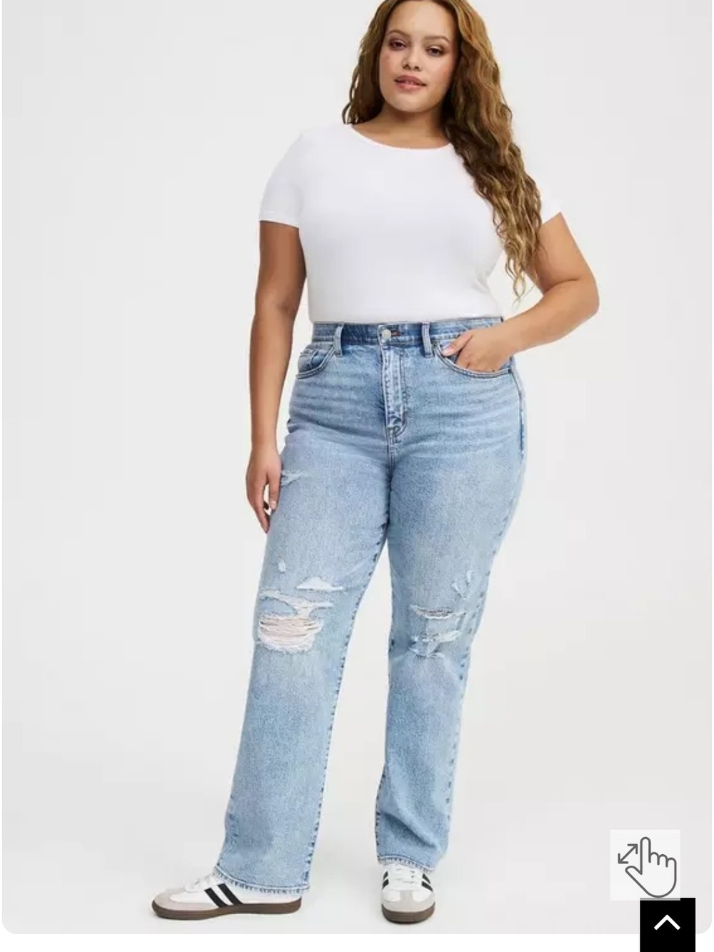 Torrid Light Blue High-Rise Distressed Straight Jeans Size 12 R